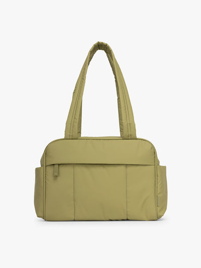 CALPAK Luka Mini Duffel in dark green Pistachio on a white background; DLM2501-PISTACHIO view 1