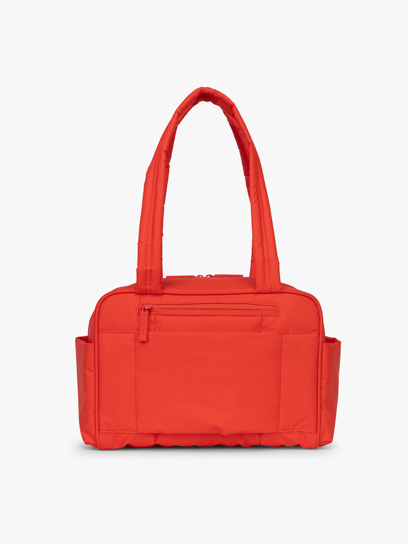 Back of CALPAK Luka Mini Duffel in red Tomato