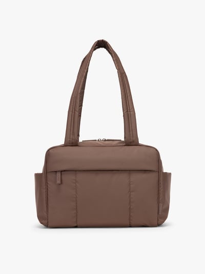 CALPAK Luka Mini Duffel front view in brown monochrome Walnut; DLM2501-WALNUT