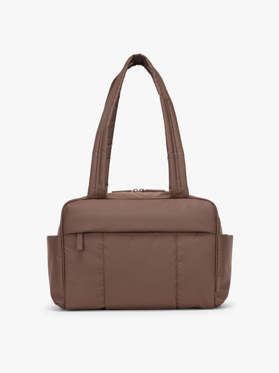 CALPAK Luka Mini Duffel front view in brown monochrome Walnut; DLM2501-WALNUT view 1