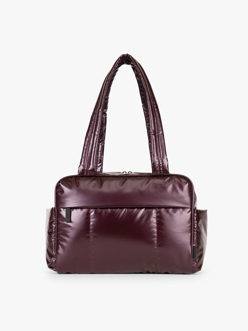 CALPAK Luka Mini Duffel in maroon Glazed Dark Cherry on a white background