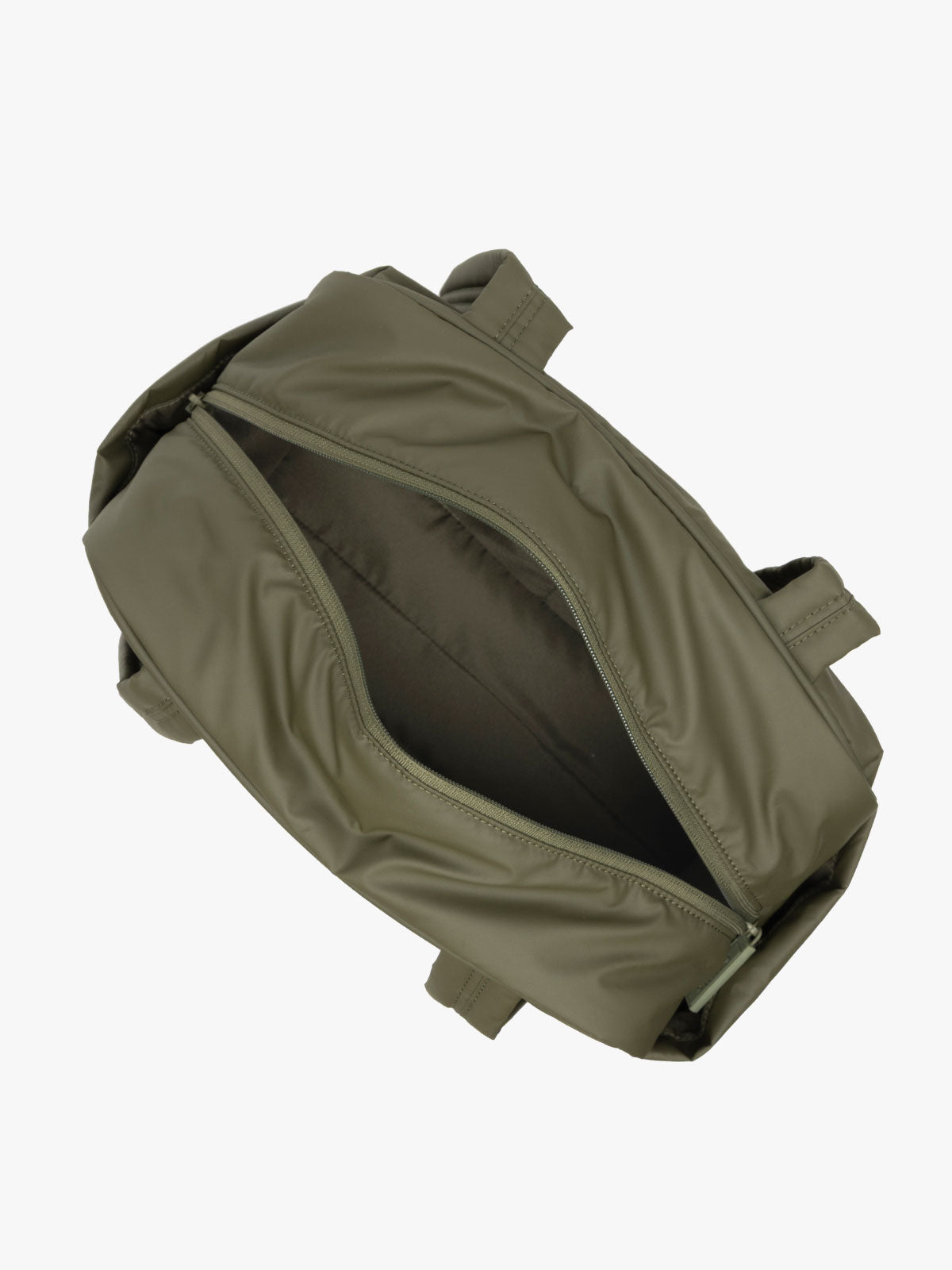 CALPAK Luka Mini Duffel in dark green Pine opened; DLM2501-PINE