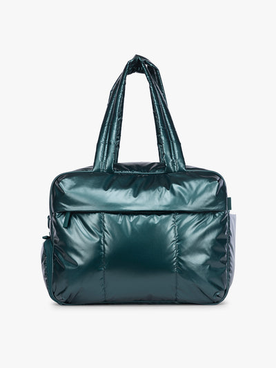 CALPAK  Luka Duffel in dark green shiny Glazed Kale ; DSM1901-GLAZED-KALE view 1