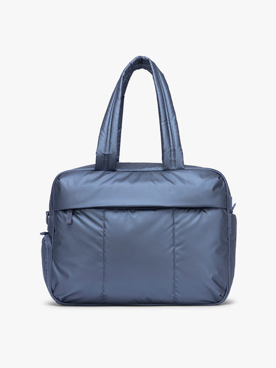 CALPAK Luka Duffel in metallic dark blue material Metallic Indigo; DSM1901-METALLIC-INDIGO view 1