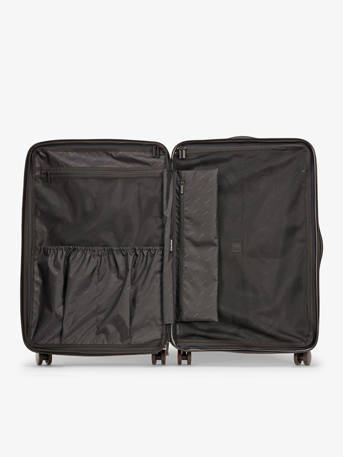 Persimmon CALPAK Evry Large Luggage features divided compartments with interior pockets for organized packing; LCO1028-PERSIMMON