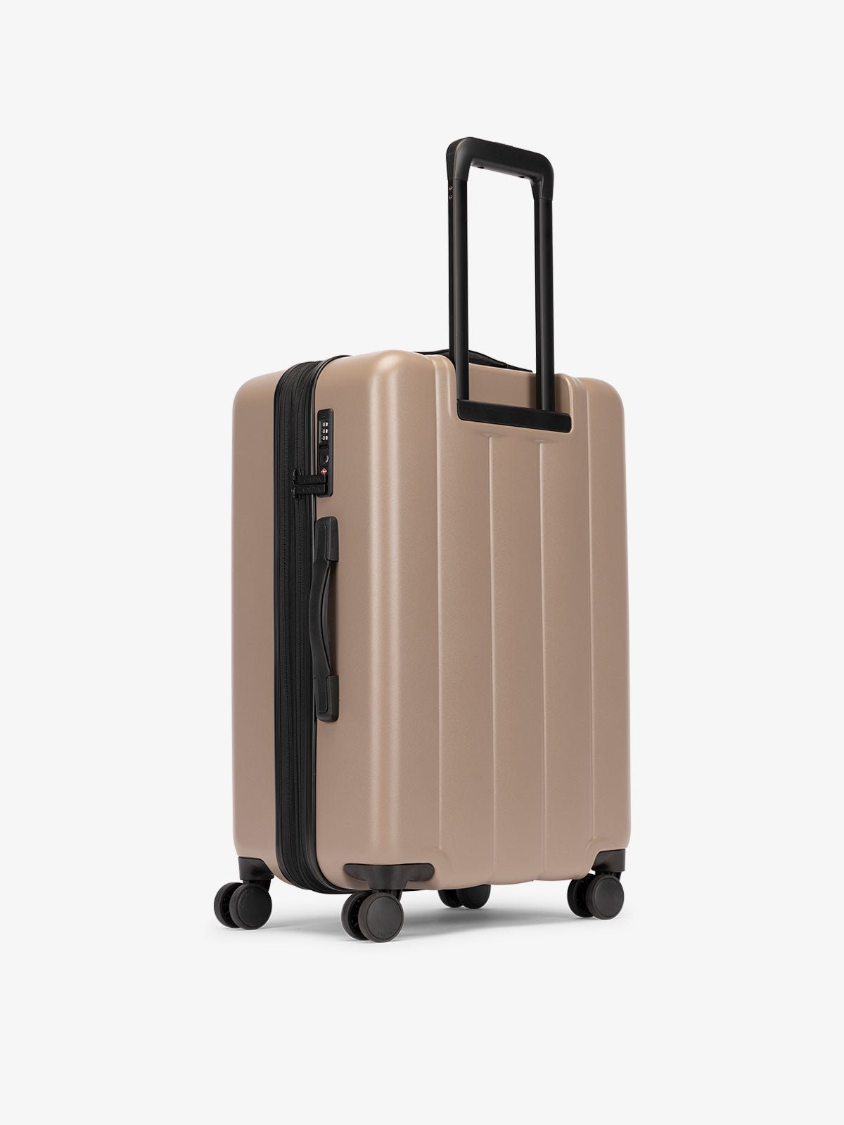 CALPAK medium luggage featuring dual spinner wheels and bottom grab handle in brown chocolate