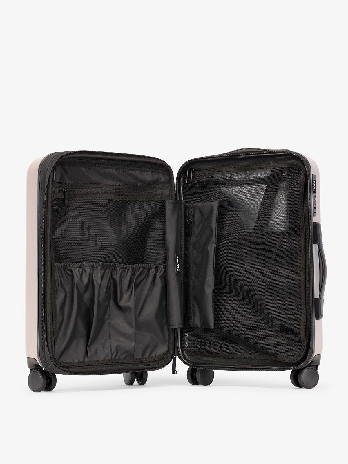 CALPAK Luggage bundle interior compartments in brown chocolate