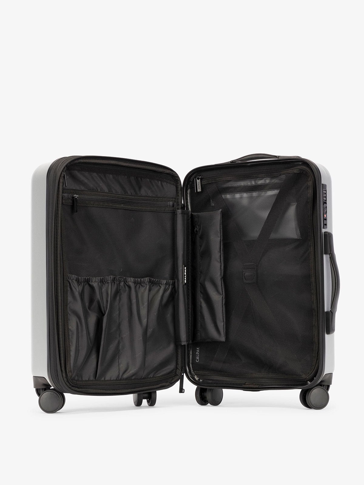 CALPAK Luggage bundle interior compartments in gray