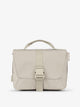 Front view of CALPAK Fit Hanging Dopp Kit made of recycled polyester and features a buckle front closure in greige; TFH2401-GREIGE, TFH2401-GREIGE-GRIN