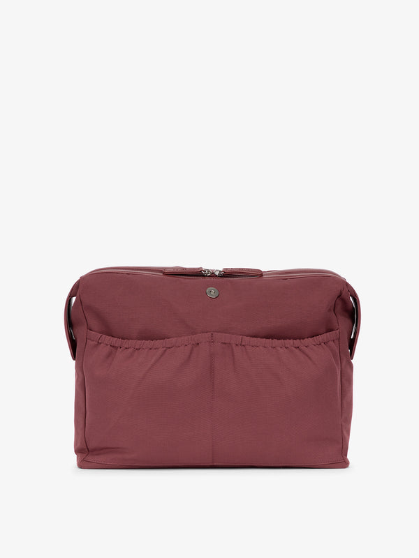 tote bag laptop sleeve with pockets in cabernet red