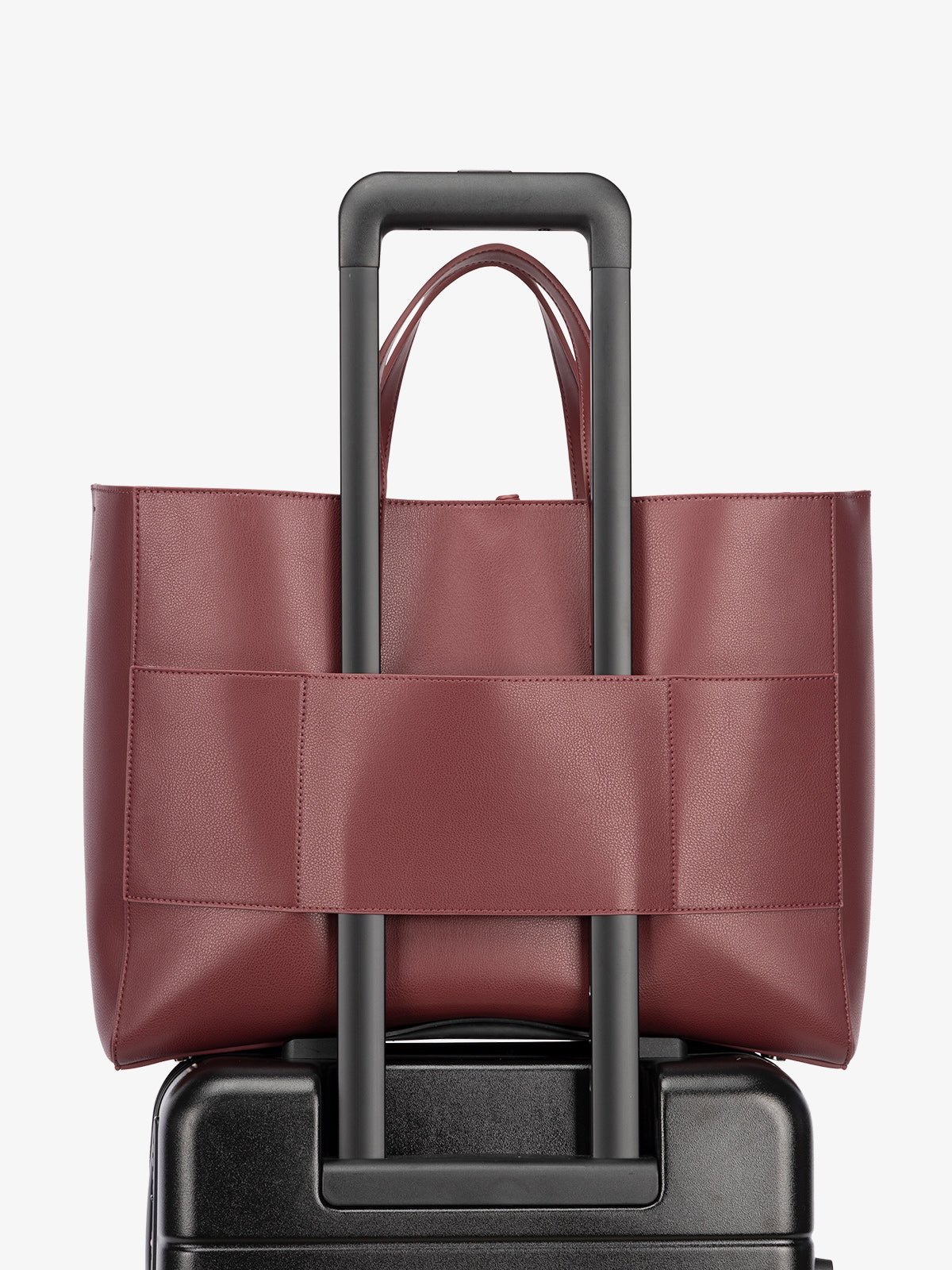 laptop tote for 17 inch laptop with trolly sleeve in cabernet