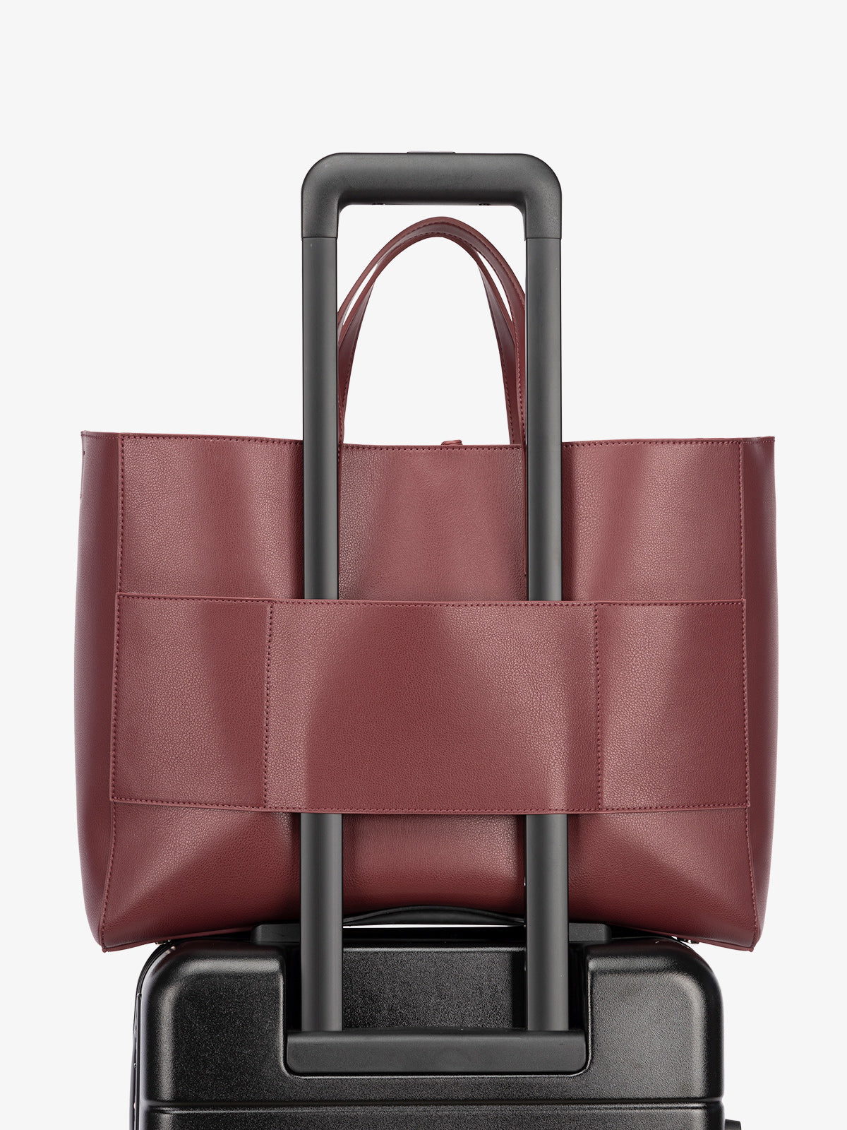 laptop tote for 17 inch laptop with trolly sleeve in cabernet; ATO2101-CABERNET