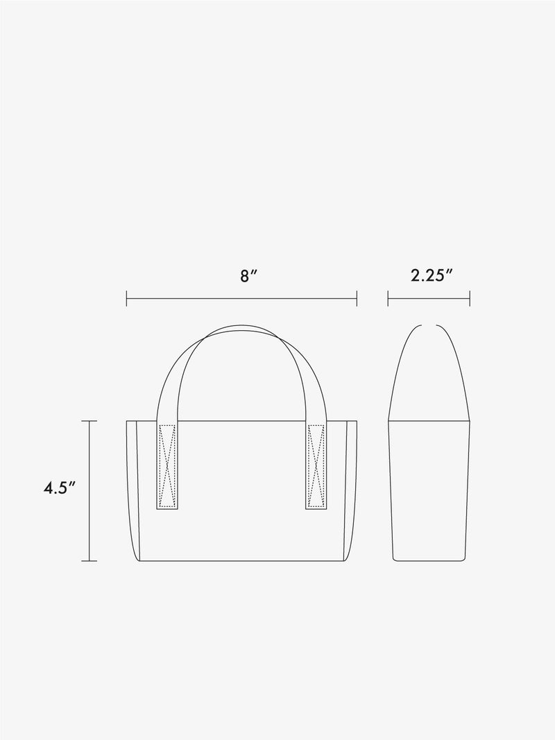 CALPAK Haven Mini Crossbody Bag diagram drawing showing 4.5"x8"x2.25"