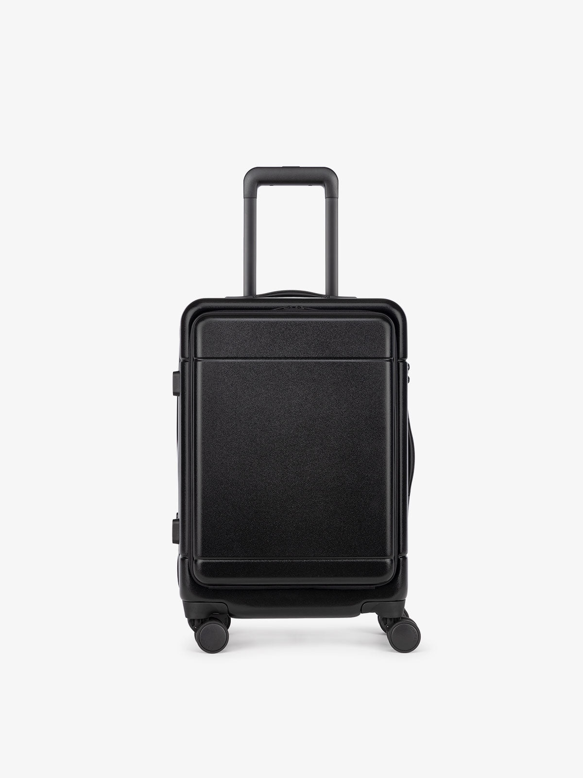 CALPAK Hue hardside carry-on suitcase with laptop pocket in black color; LHU1020-BLACK
