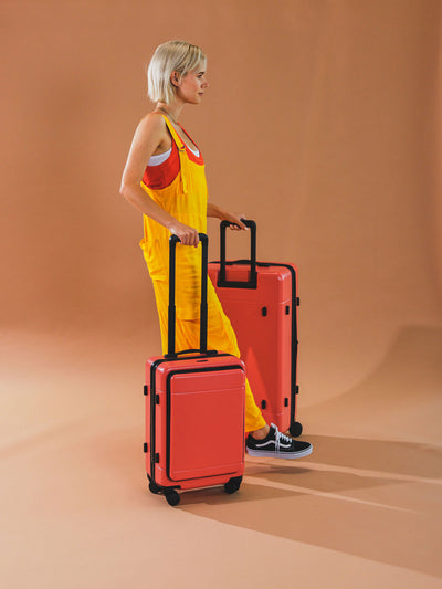 hue front pocket carry-on hardshell luggage; LHU1020-POPPY
