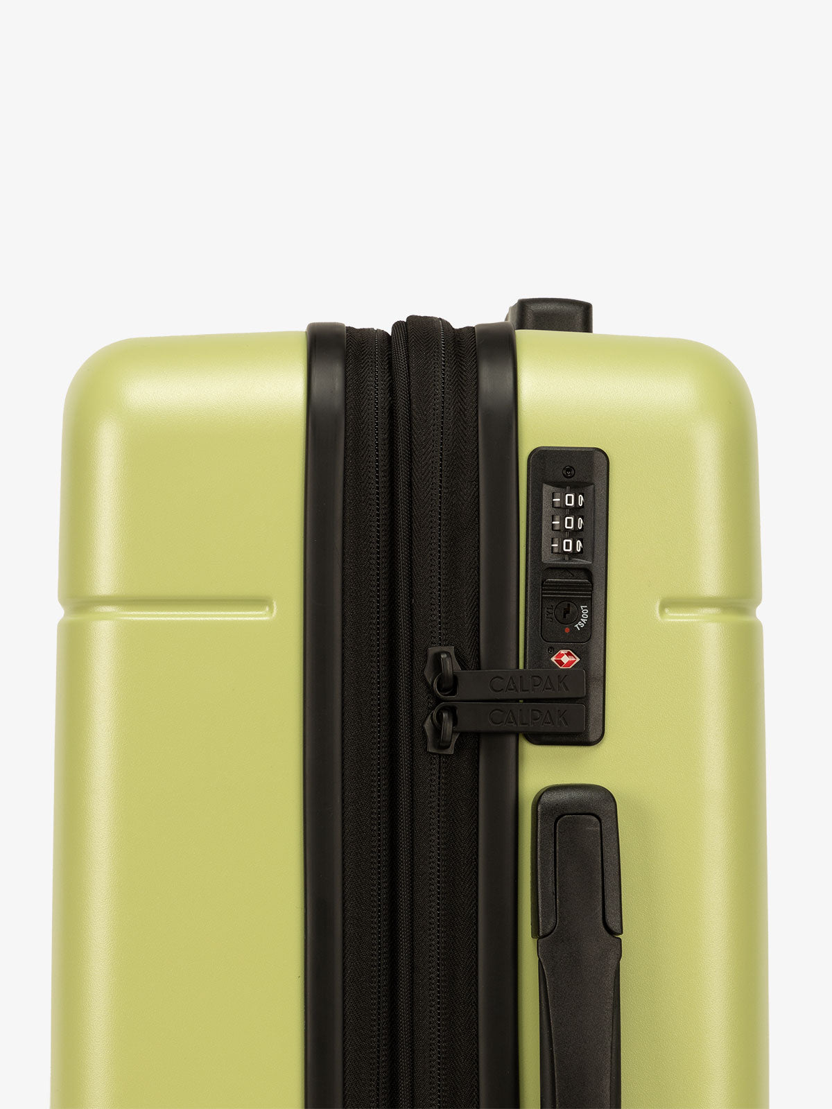 CALPAK green Hue rolling carry-on suitcase with TSA locks; LHU1020-NP-KEY-LIME