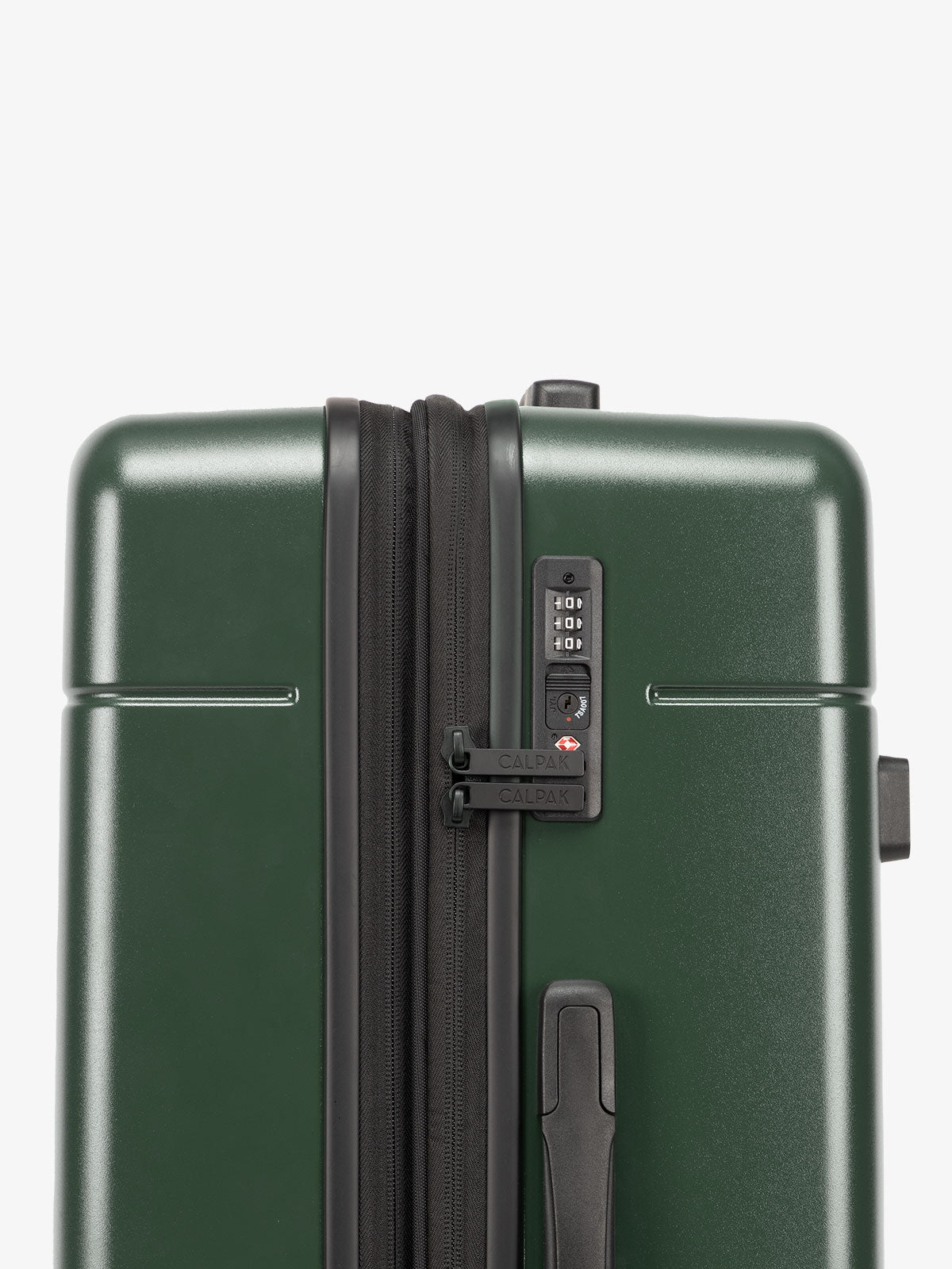 Dark green CALPAK medium trunk luggage with TSA accepted lock; LHU1026-EMERALD