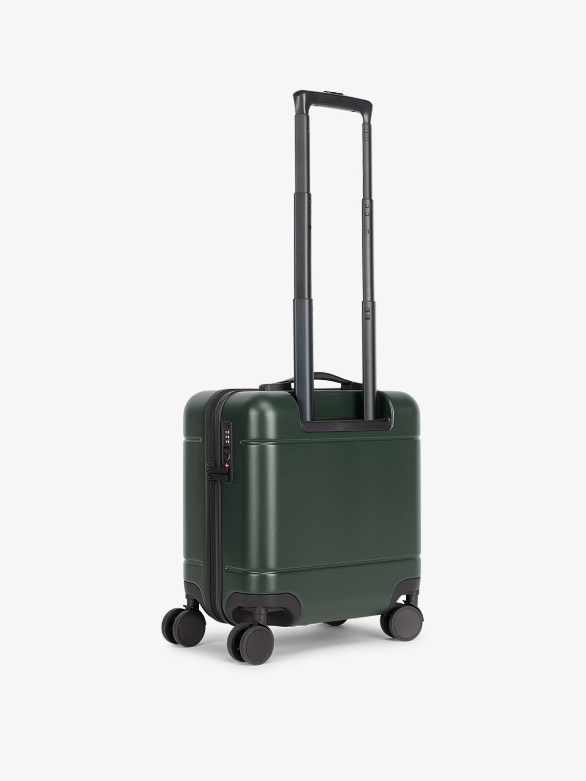 CALPAK Hue Mini Carry-On Luggage back view in green Emerald; LHU1014-EMERALD