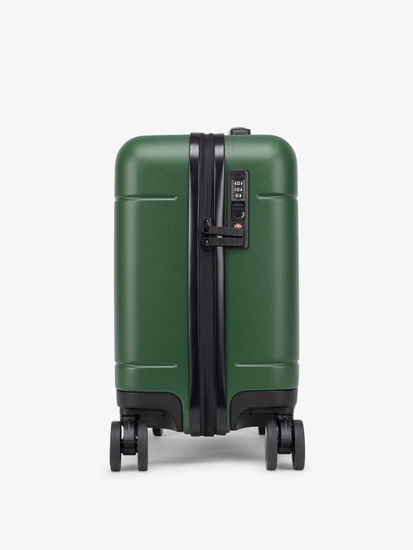 Hue mini carry on luggage with tsa approved lock in emerald green