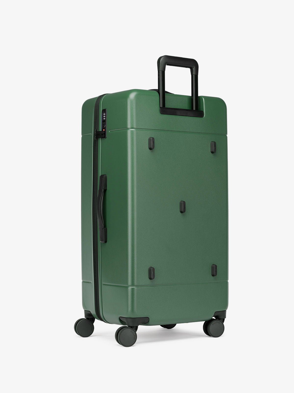 hue hard side polycarbonate trunk luggage in green