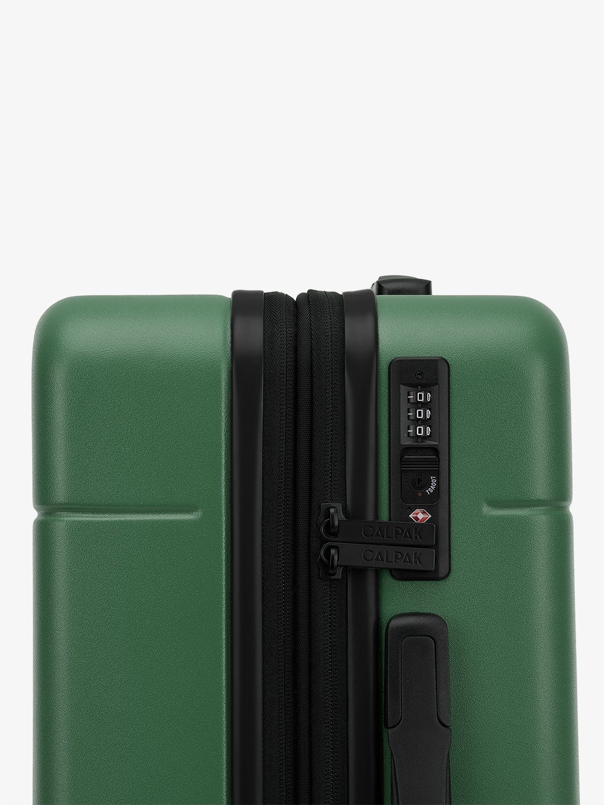 Emerald CALPAK Hue trunk luggage with built in TSA approved lock
