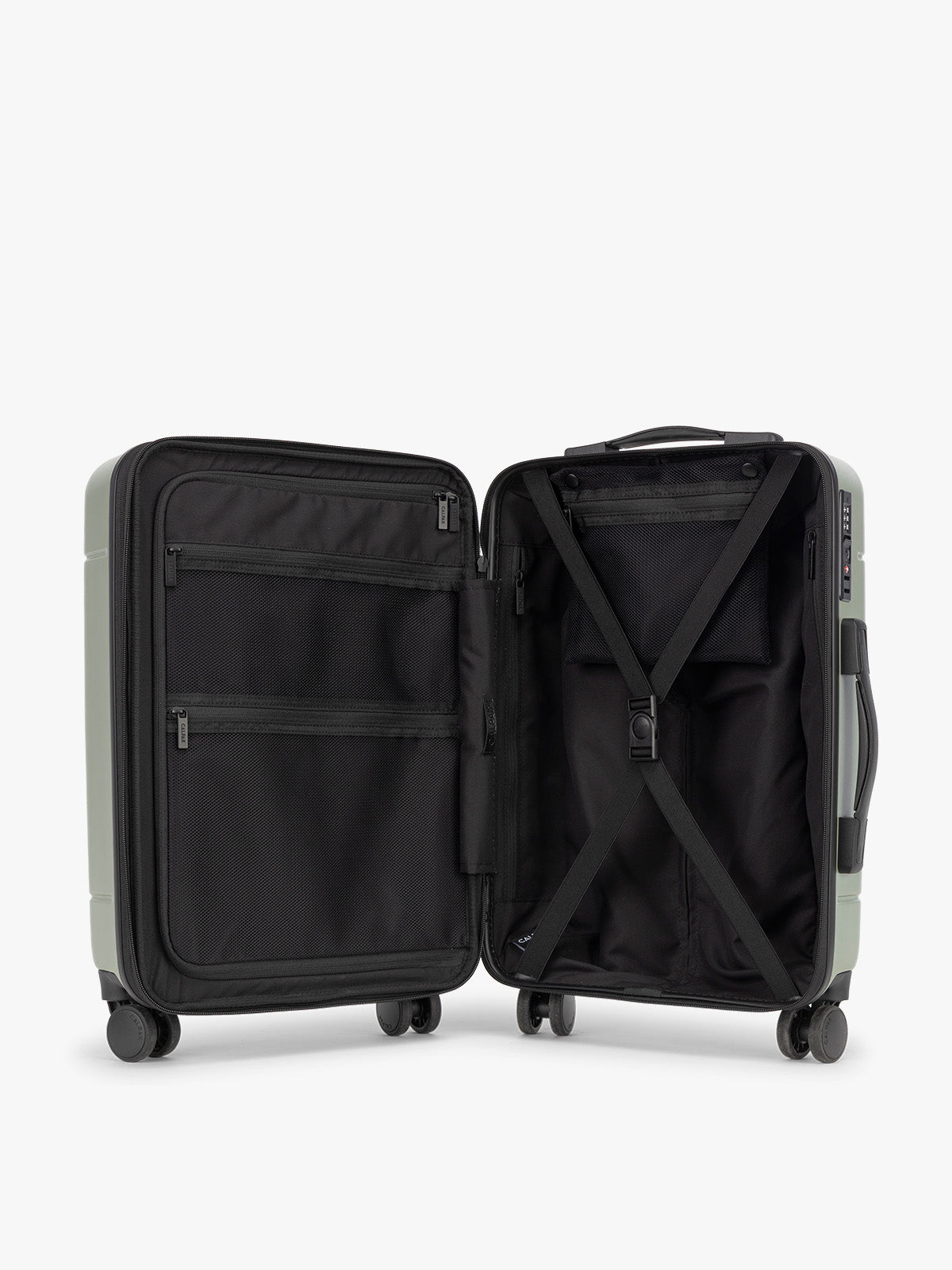 CALPAK Hue Large Luggage in green Juniper open; LHU1028-JUNIPER