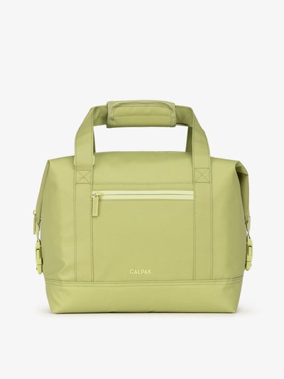 Lime green 17L insulated cooler bag with multiple exterior pockets and water-resistant lining by CALPAK ; ISCL2401-LIME