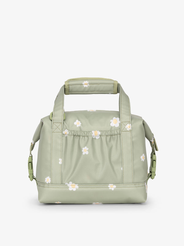 Water resistant insulated 8L cooler bag in green daisy