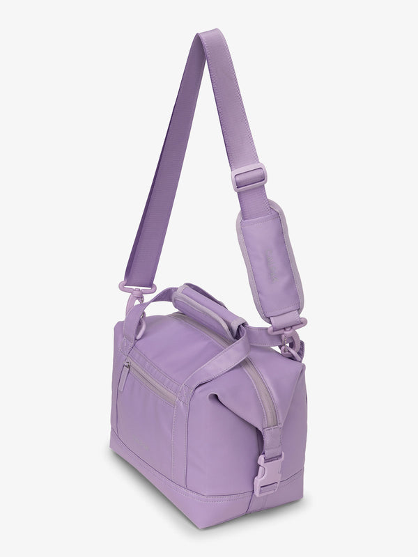 CALPAK Insulated 8L Soft-Sided Cooler with removable, adjustable crossbody strap in purple