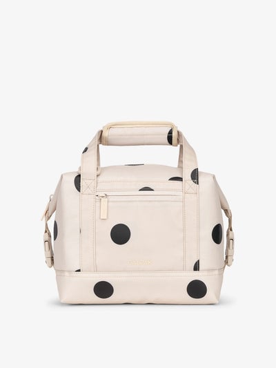Polka dot printed 8L insulated cooler bag with multiple exterior pockets and water-resistant lining by CALPAK; ISCS2401-POLKA-DOT