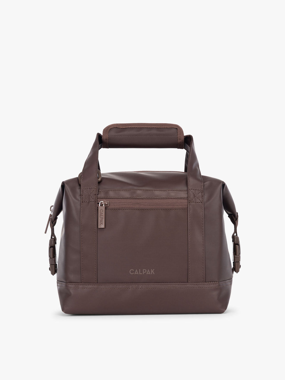Brown Walnut 8L insulated soft sided cooler bag with multiple exterior pockets and water-resistant lining by CALPAK; ISCS2401-WALNUT