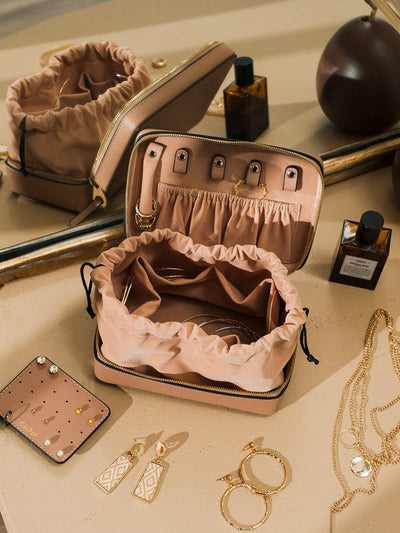 caramel zippered jewelry box; AJC2001-CARAMEL view 2