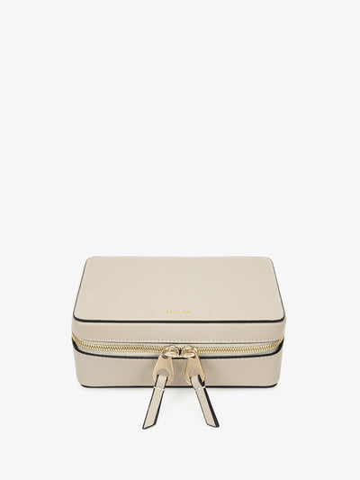 beige zippered jewelry box for women; AJC2001-STONE view 1