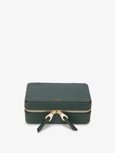 CALPAK zippered jewelry box in emerald; AJC2001-EMERALD view 1
