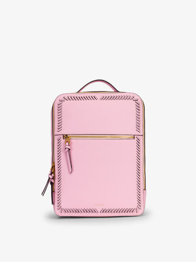 CALPAK Kaya 15 inch Laptop Backpack for women in pink strawberry; BP1702-SQ-STRAWBERRY