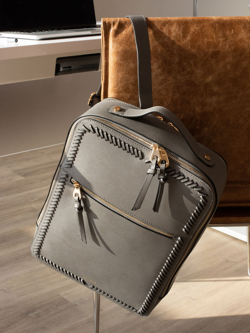 calpak kaya faux leather backpack Kaya 15 inch Laptop Backpack in Charcoal Grey