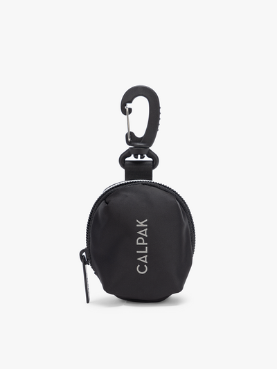 CALPAK Fit Zip Bag Charm in Black with hook and zipper; KPF2601-BLACK view 1