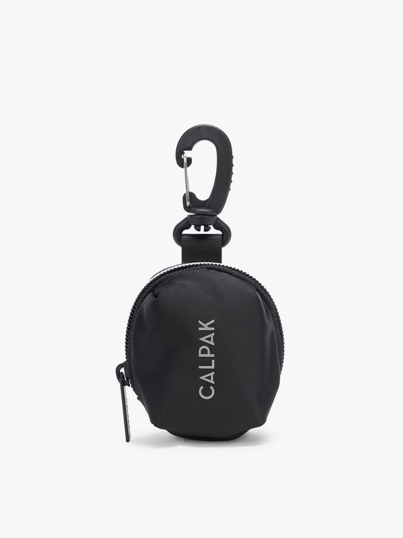 CALPAK Fit Zip Bag Charm in Black with hook and zipper