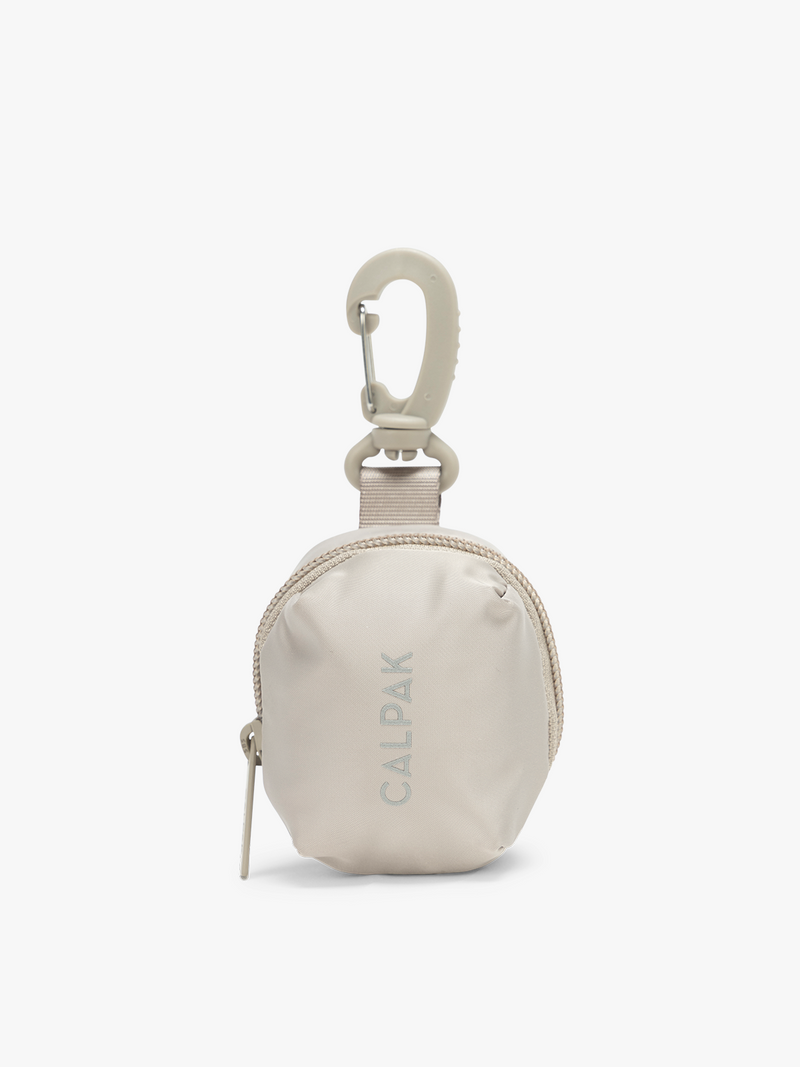 CALPAK Fit Zip Bag Charm in grey beige Greige with hook and zipper