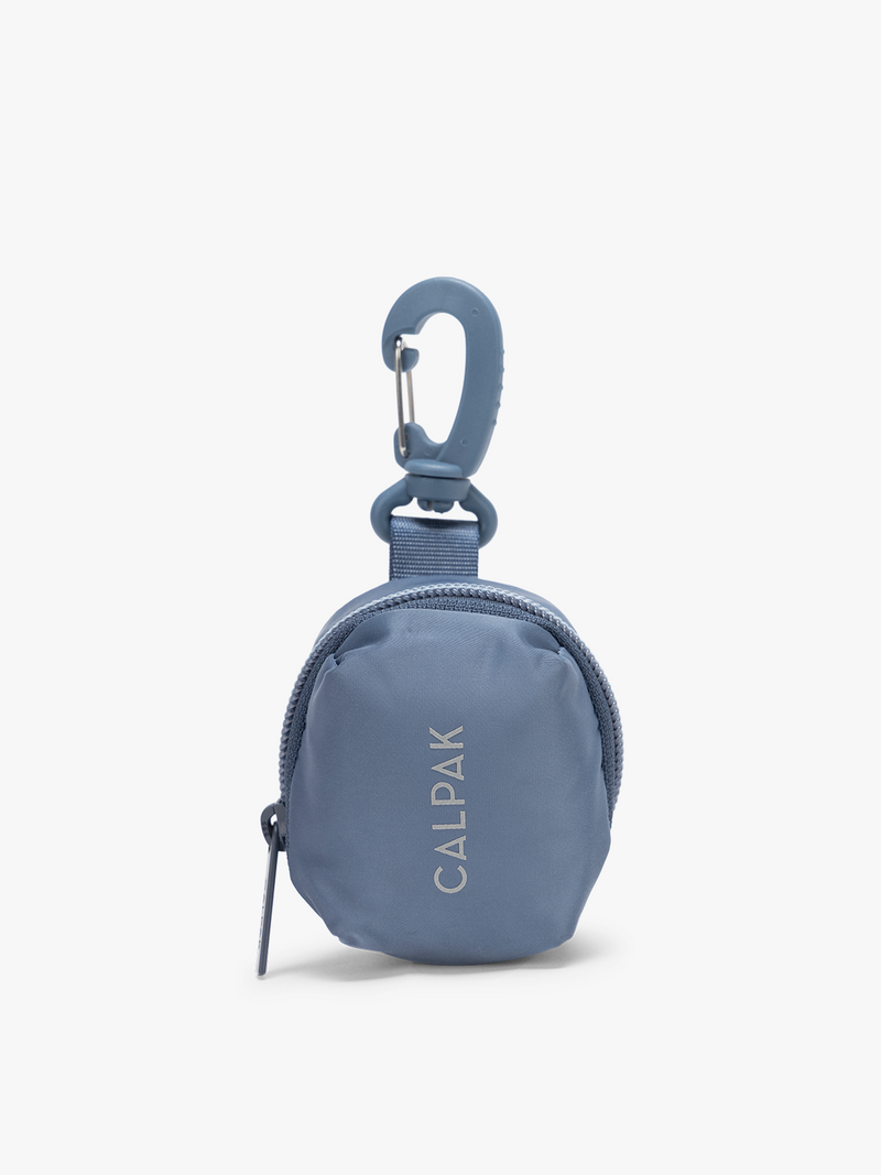 CALPAK Fit Zip Bag Charm in dark blue Indigo with hook and zipper
