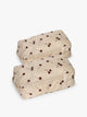 Closed CALPAK Shoe Cubes oatmeal with cherry print; KSB2001-OATMEAL-CHERRY