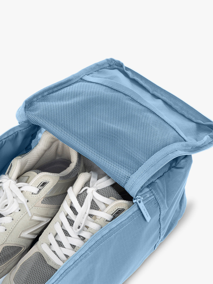 Mesh pocket in the CALPAK Shoe Cubes (set of 2) in blue French Blue; KSB2001-FRENCH-BLUE