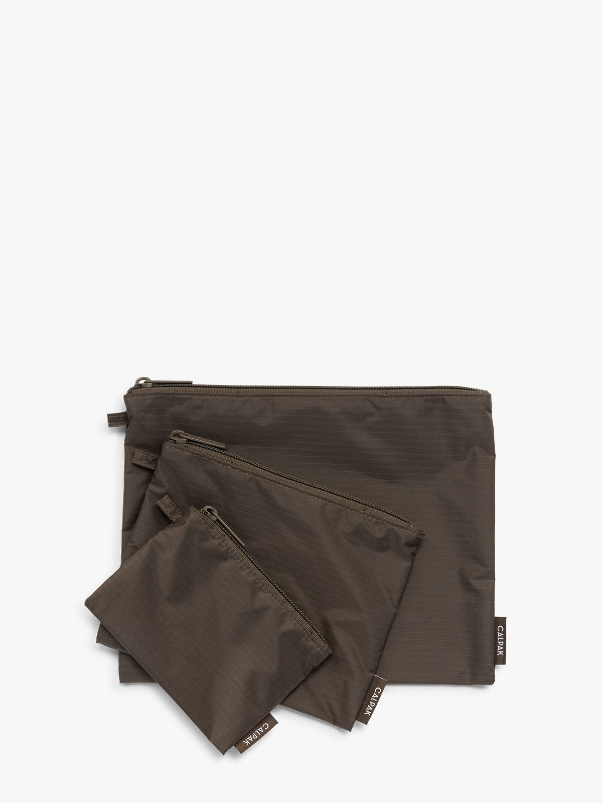 CALPAK Compakt ZIppered Pouch Set in brown Mushroom; KZB2001-MUSHROOM