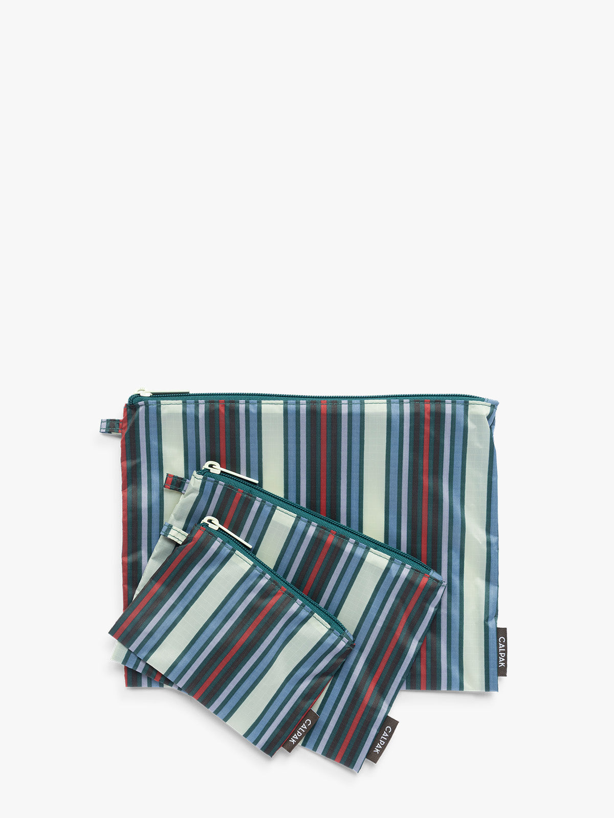 CALPAK Compakt ZIppered Pouch Set in multicolor stripes; KZB2001-RIVIERA-STRIPE