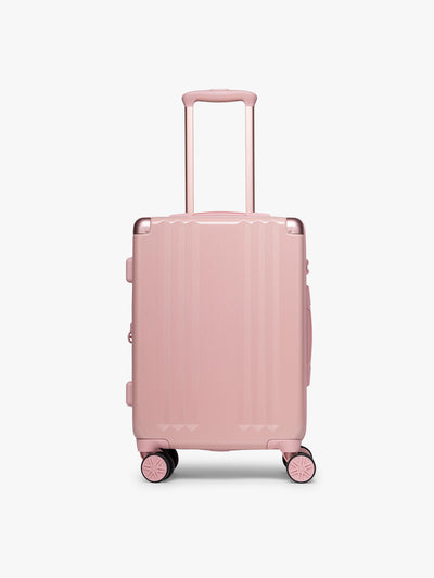 CALPAK Ambeur Carry-On Luggage in metallic pink Blossom with pink wheels;  LAM1020-BLOSSOM view 1
