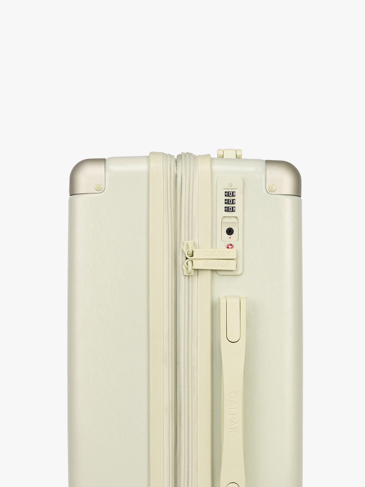 TSA lock of CALPAK Ambeur 2 piece Luggage Set in light green Celadon; LAM2000-CELADON