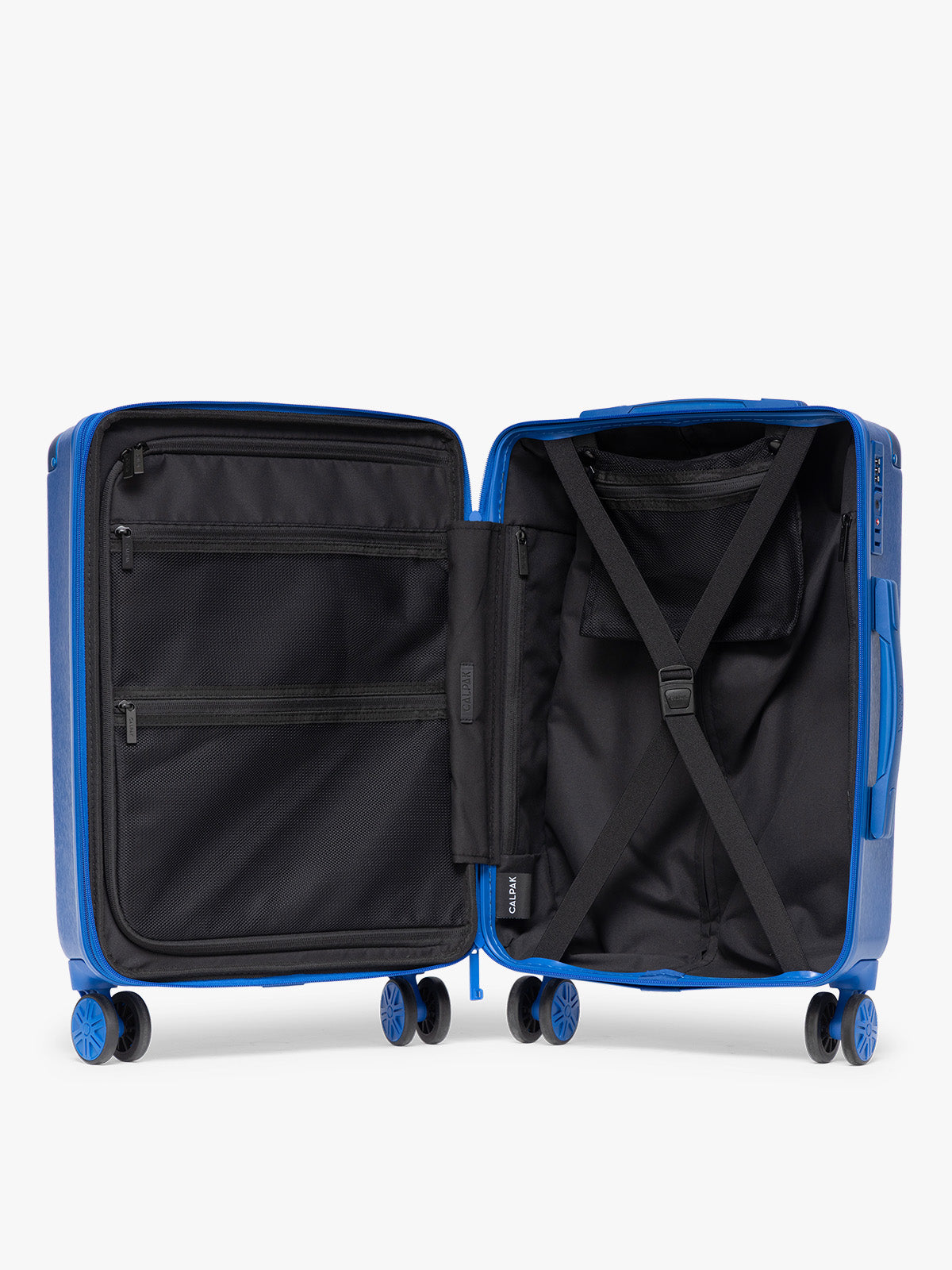 CALPAK Ambeur Large Luggage in dark blue Cobalt opened; LAM1028-COBALT
