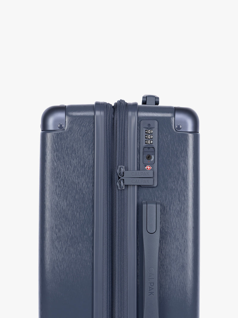TSA approved lock of CALPAK Ambeur Medium Luggage in dark blue metallic Indigo