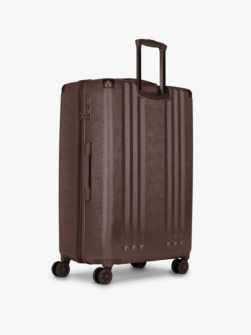 CALPAK Ambeur Large Luggage in brown Walnut with metallic look back view
