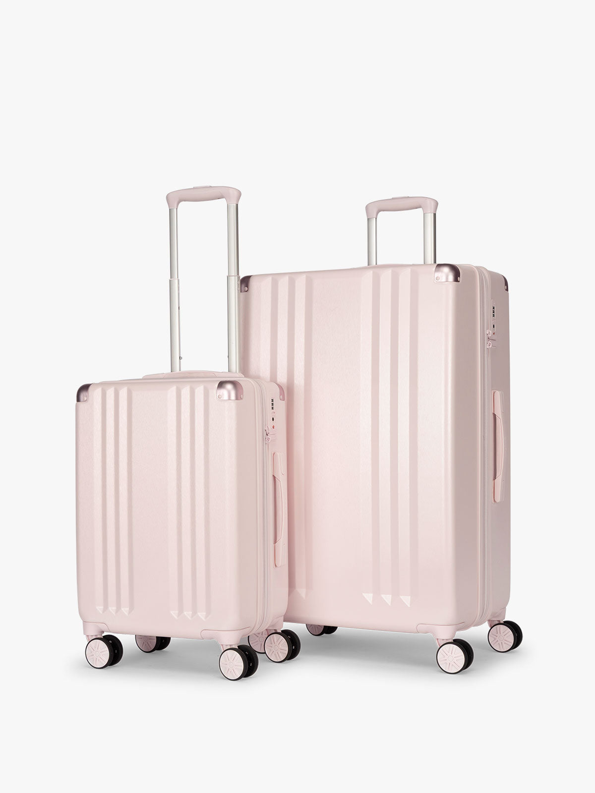 CALPAK Ambeur 2pc Luggage Set in Carry On and Large Luggage in light pink; LAM2000-SHELL-PINK